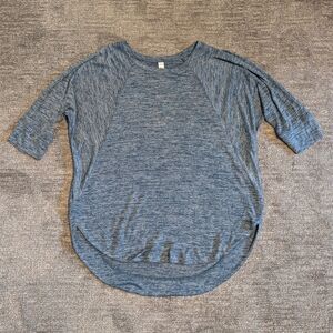 Lole Heathered Blue Raglan Sleeve Tulip Hem Top - Medium